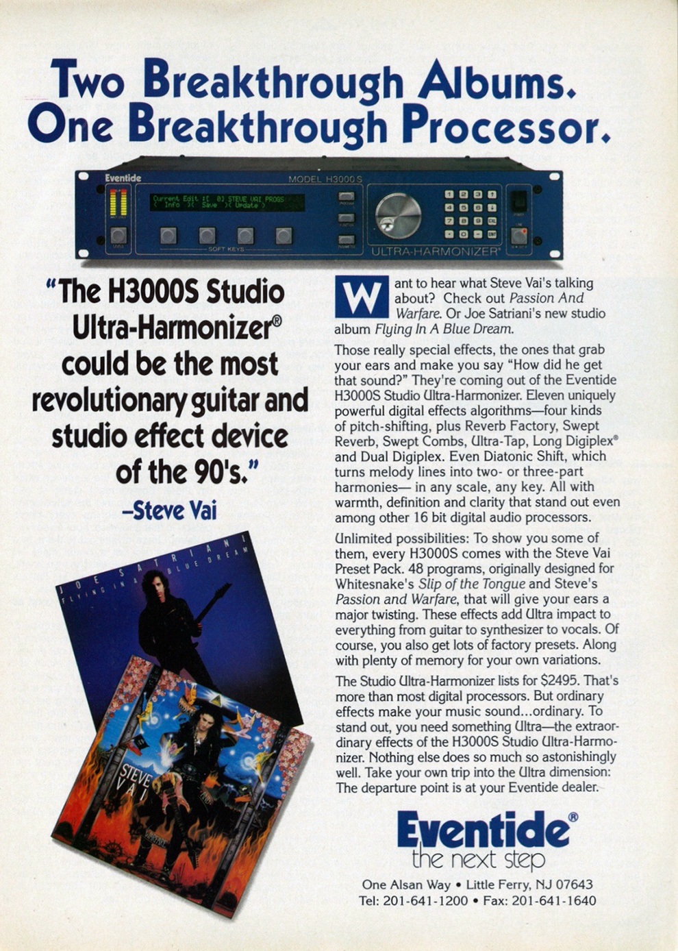 H3000 Advertisement featuring Steve Vai