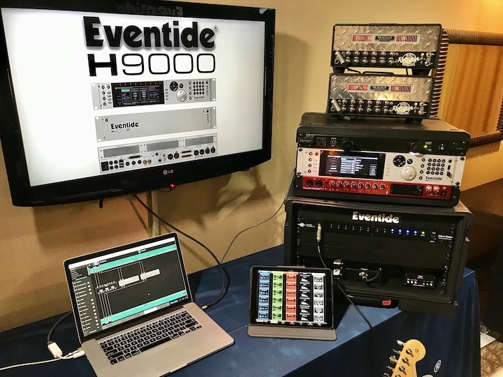 H9000 running 4CM in a stereo Mesa/Boogie guitar rig, featuring an RJM Effects Gizmo. Eventide H9000 running 4CM in a stereo Mesa/Boogie guitar rig
